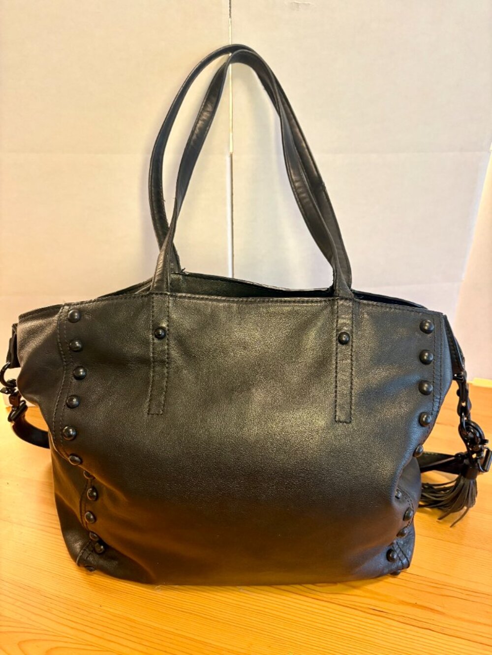 Loeffler Randall Black Studded Leather Tote Crossbody Shoulder Bag